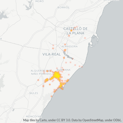 Mapa de calor para código postal 12530