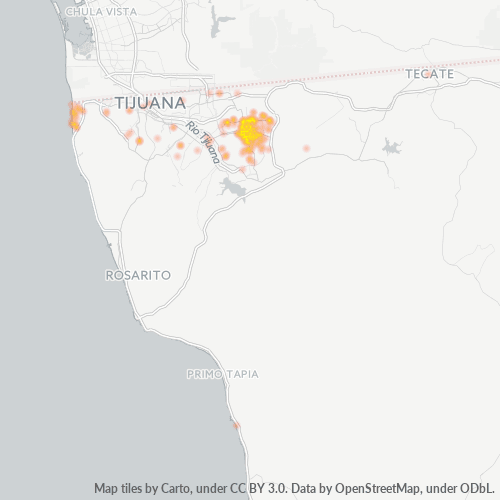 22206 Mapa de calor de densidad empresarial