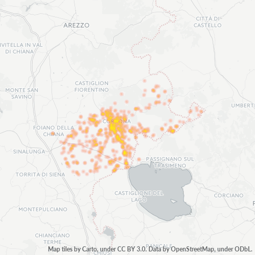 52044 Mappa di concentrazione per la densità di aziende