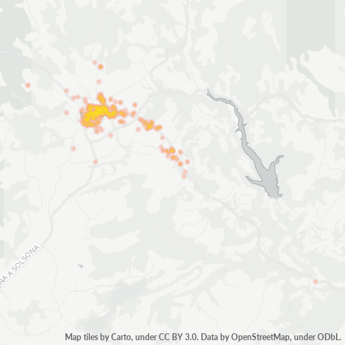Mapa de calor para código postal 25280