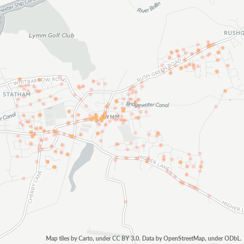 WA13 Business Density Heatmap