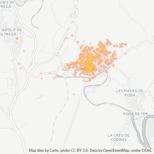 Mapa de calor para código postal 08560