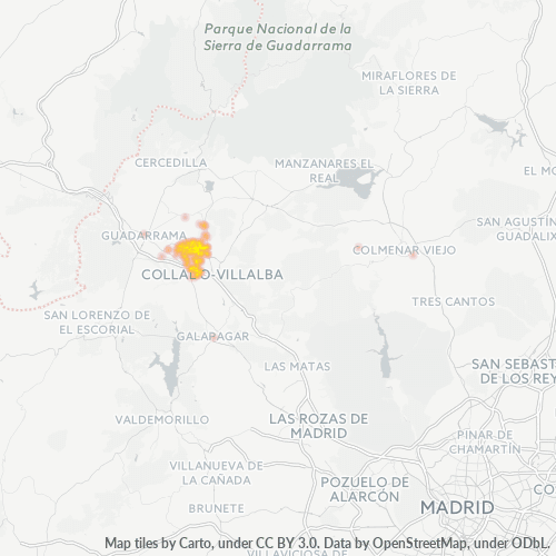 Mapa de calor para código postal 28430