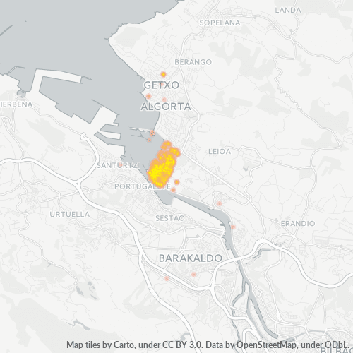 Mapa de calor para código postal 48930