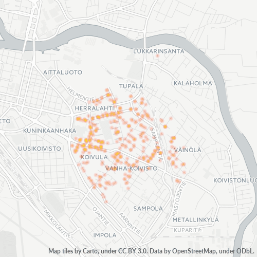 28360 Yritystiheys lämpökarttana