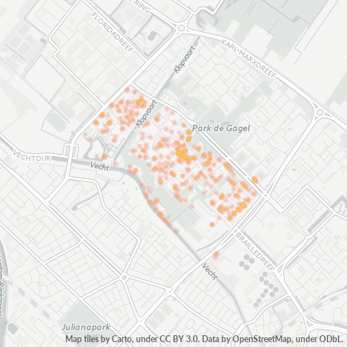 Heatmap voor postcode 3563