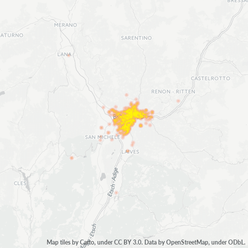 39100 Mappa di concentrazione per la densità di aziende