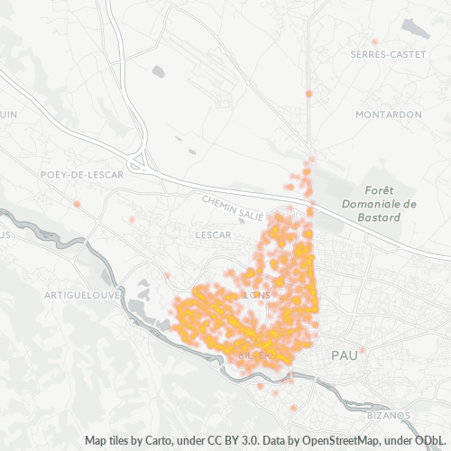 Carte de chaleur pour code postal 64140