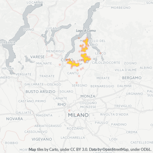 22030 Mappa di concentrazione per la densità di aziende