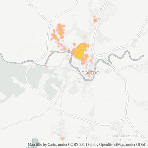 Mapa de calor para código postal 45005