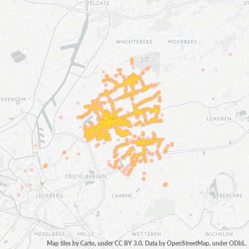 Heatmap voor postcode 9080