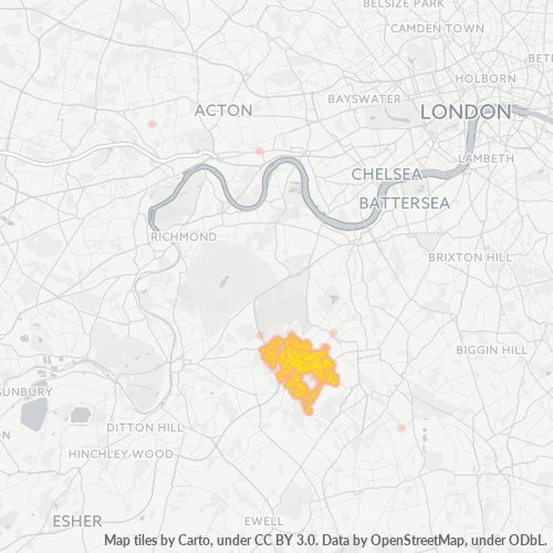 SW20 Business Density Heatmap