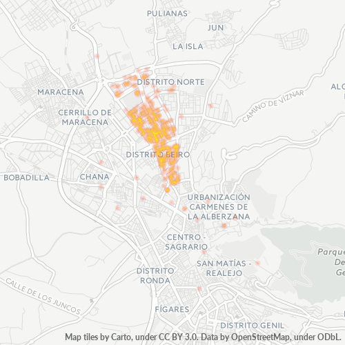 Mapa de calor para código postal 18013