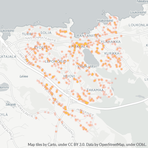 33960 Yritystiheys lämpökarttana
