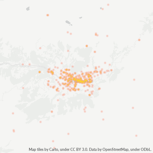Carte de chaleur pour code postal 3818