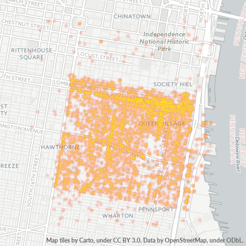 19147 Business Density Heatmap