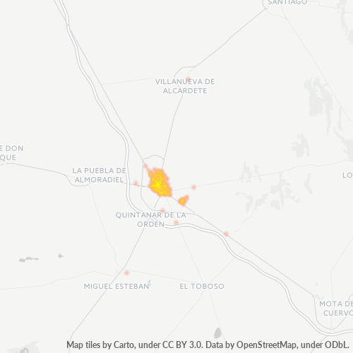 Mapa de calor para código postal 45800