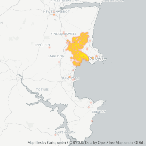 Heatmap for postal code TQ2