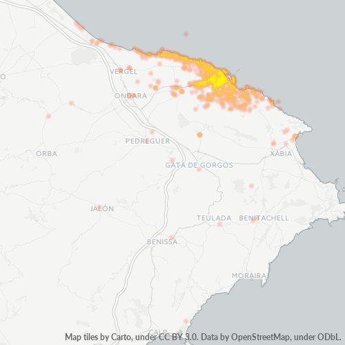 Mapa de calor para código postal 03700