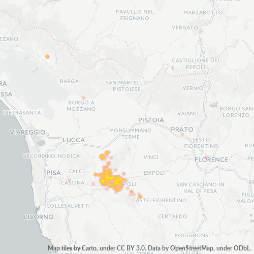56020 Mappa di concentrazione per la densità di aziende