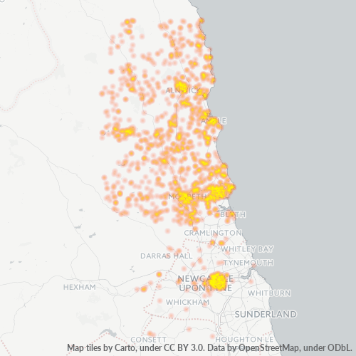 NE6 Business Density Heatmap