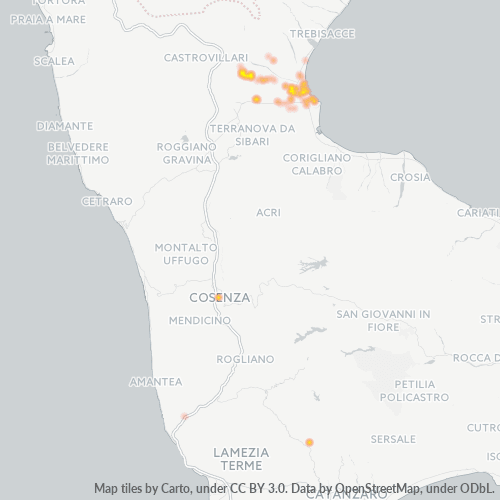 Mappa di calore per cap 87011