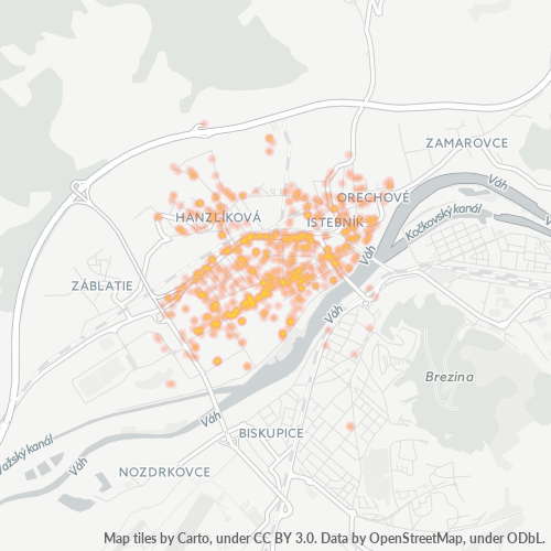 911 05 Teplotná mapa obchodnej hustoty