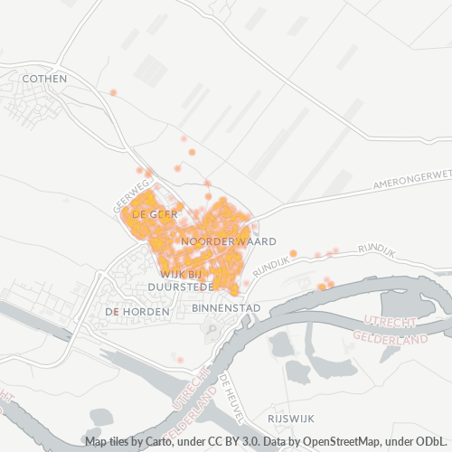 Heatmap voor postcode 3962