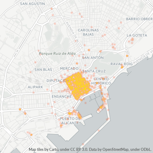 03001 Mapa de calor de densidad empresarial