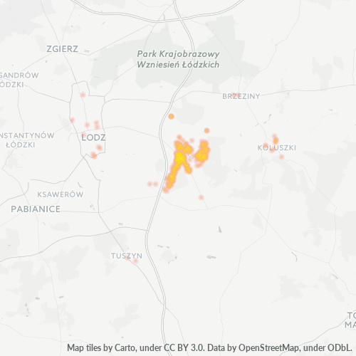 95-020 Mapa intensywności działalności gospodarczej