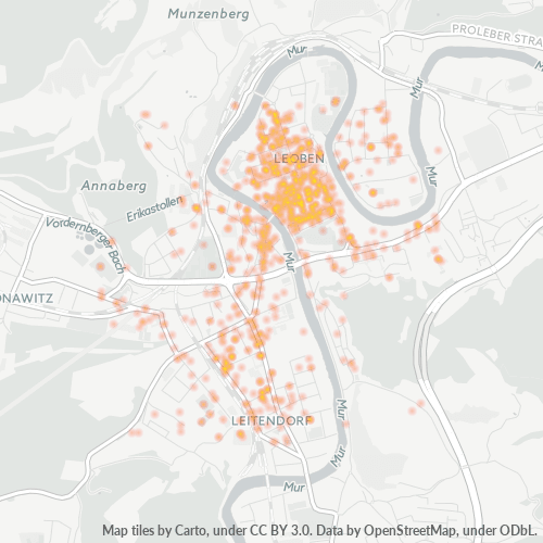 Heatmap für postleitzahl 8700
