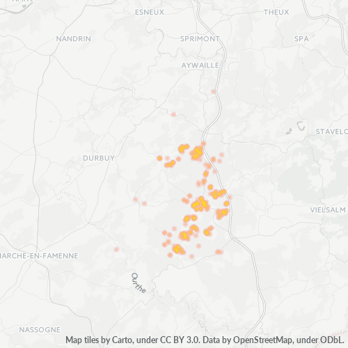 Heatmap voor postcode 6960