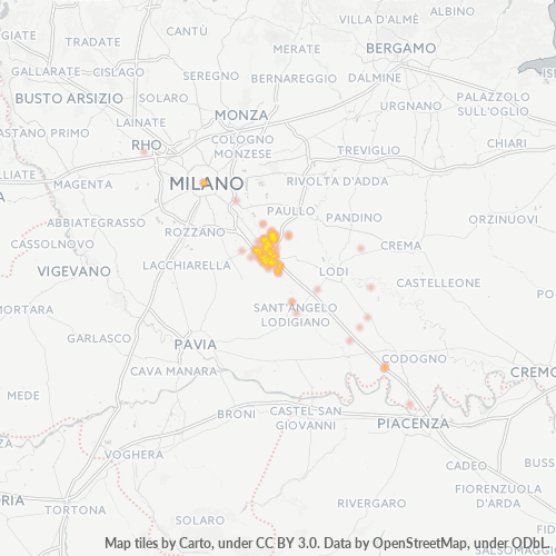 20070 Mappa di concentrazione per la densità di aziende