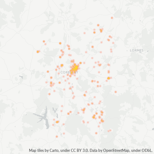 Carte de chaleur pour code postal 58800