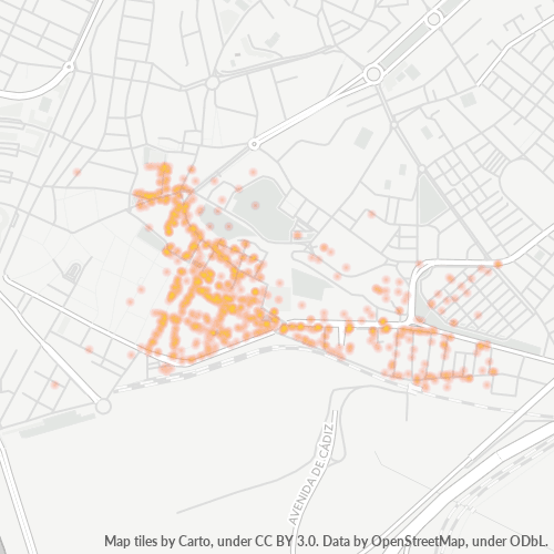 Mapa de calor para código postal 21003