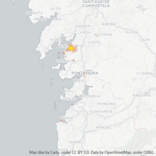 Mapa de calor para código postal 36600