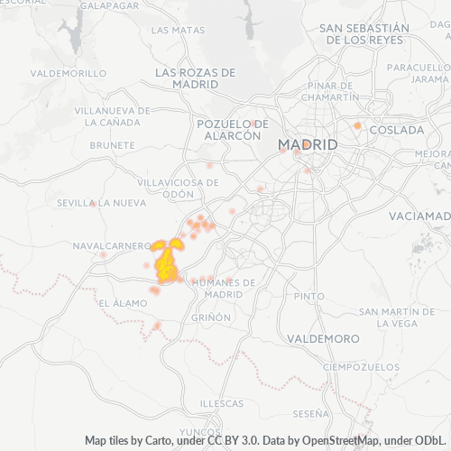 Mapa de calor para código postal 28939