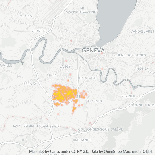 Carte de chaleur pour code postal 1228