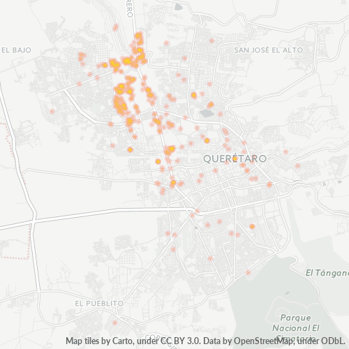 76120 Mapa de calor de densidad empresarial