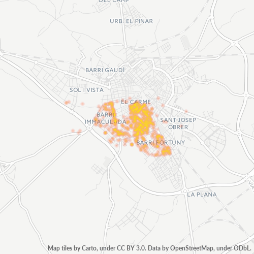 43205 Mapa de calor de densidad empresarial