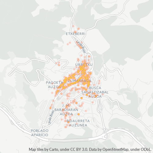 Mapa de calor para código postal 20700