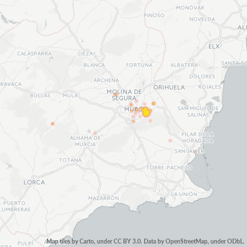 30570 Mapa de calor de densidad empresarial
