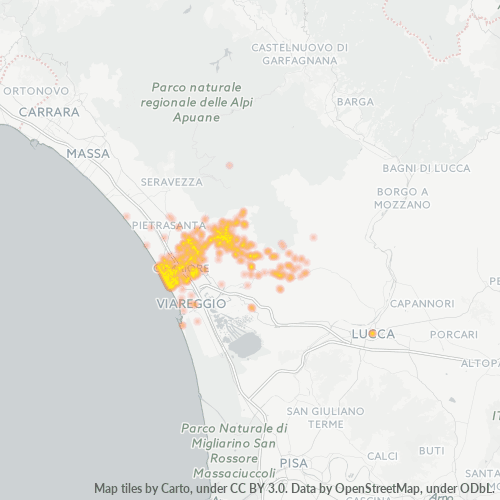 55041 Mappa di concentrazione per la densità di aziende