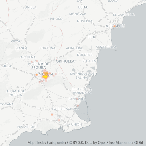 30010 Mapa de calor de densidad empresarial