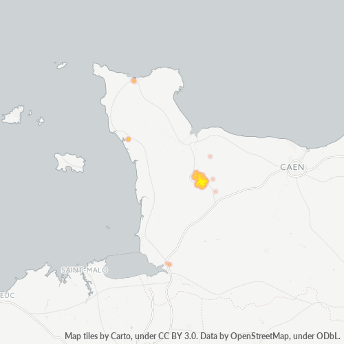 Carte de chaleur pour code postal 50000