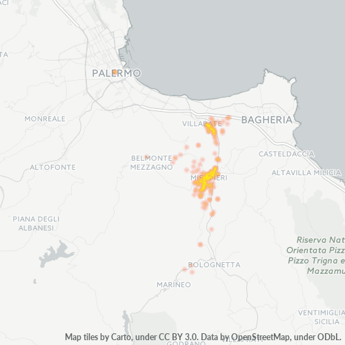 90036 Mappa di concentrazione per la densità di aziende