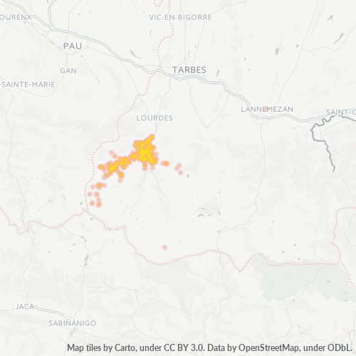 Carte de chaleur pour code postal 65400