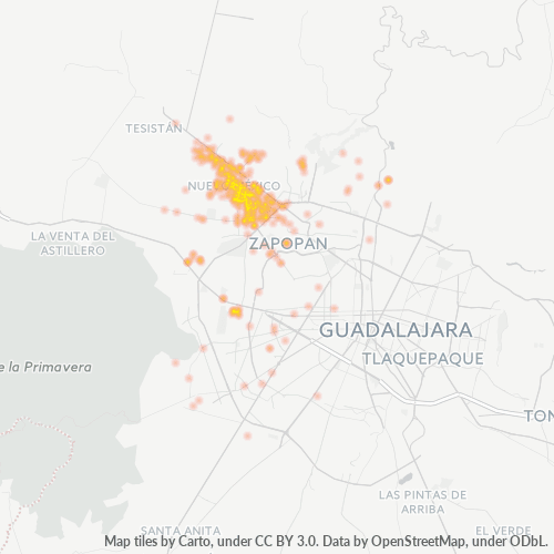 45138 Mapa de calor de densidad empresarial