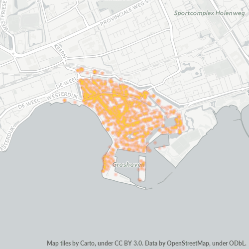 Heatmap voor postcode 1621
