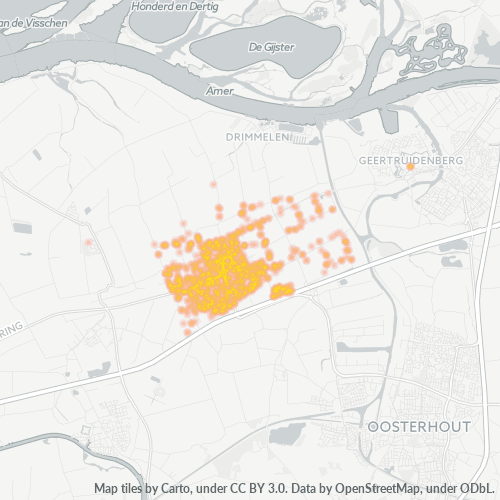 Heatmap voor postcode 4921